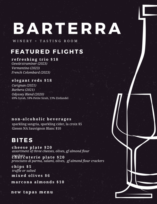 Barterra Flight Menu October 2024